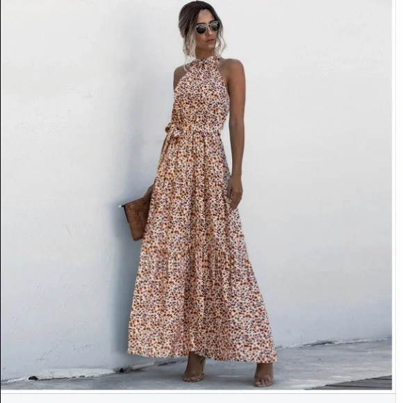 Navy Floral High Neck Floral Midi Dress Polka Dot Halter Dress Zara Best  Selling Dresses For